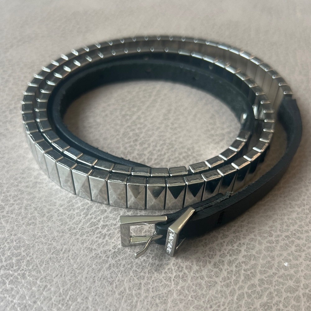 Zadig & Voltaire leather and metal belt 36” length